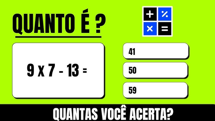 ➥ Quiz de Matemática Com Operações #1  Quiz Virtual [Você Acerta Todas?] 