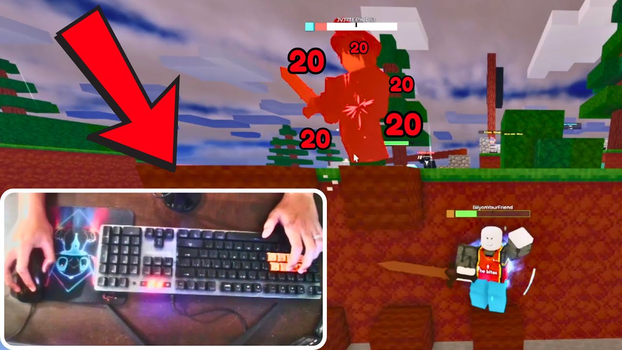 NO MACRO + NO ARMOR & Wooden Sword + HANDCAM! (Roblox Bedwars)