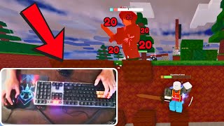 NO MACRO + NO ARMOR & Wooden Sword + HANDCAM! (Roblox Bedwars)