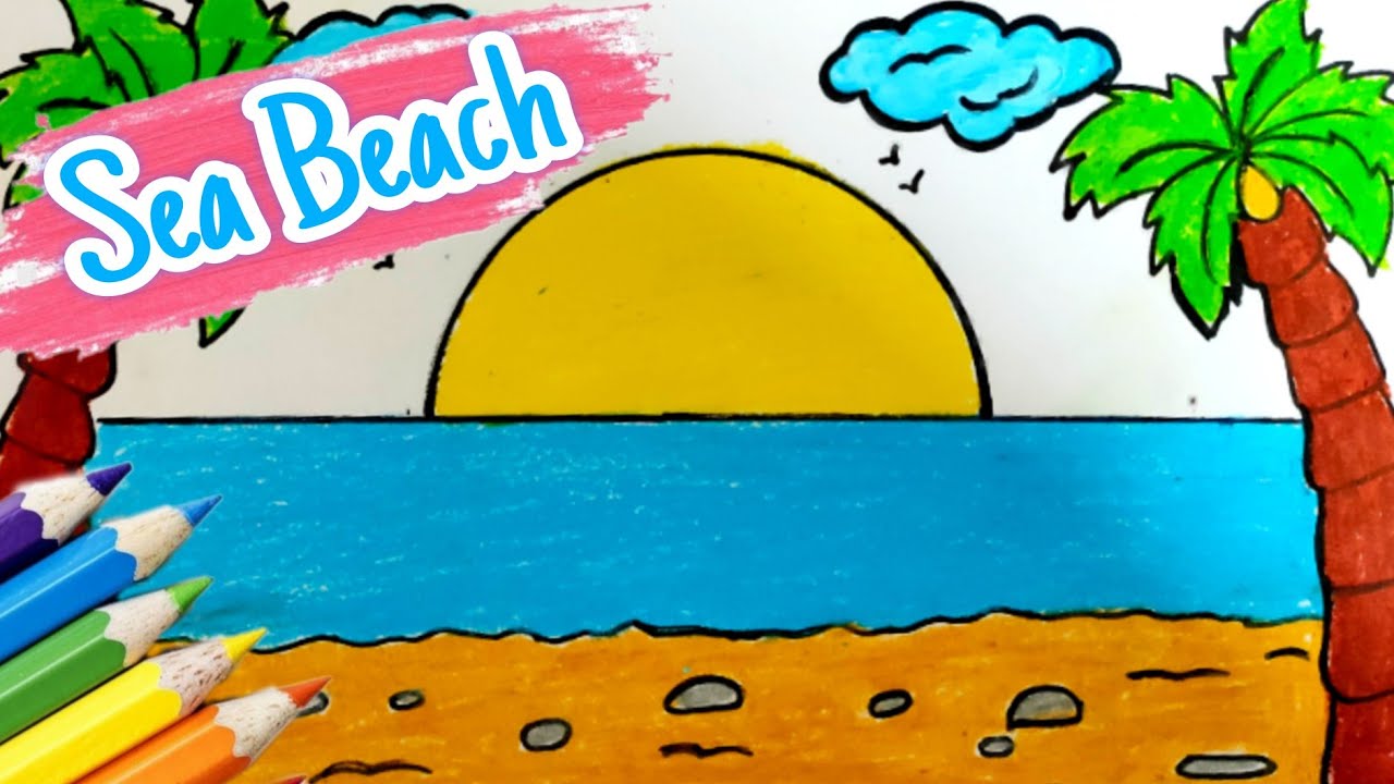 How To Draw A Beach Landscape - Art For Kids Hub 