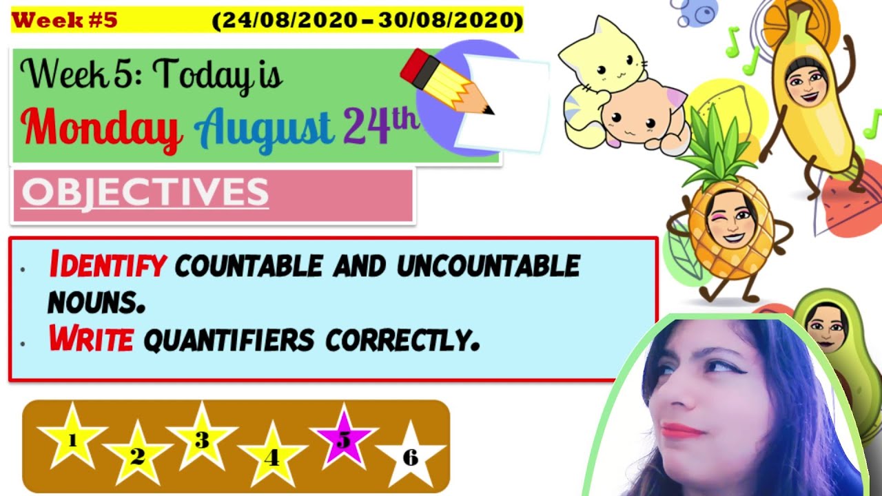 Countable & uncountables nouns - Quantifiers Week 5 Unit 2 7th grade ...