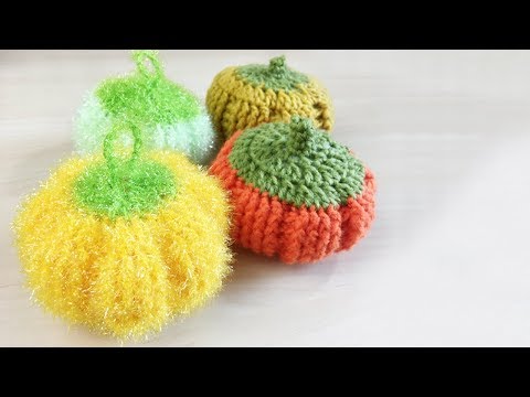 [ENG] 일반실뜨개, 코바늘 할로윈 호박, 할로윈 호박수세미,  Crochet Halloween Pumpkin