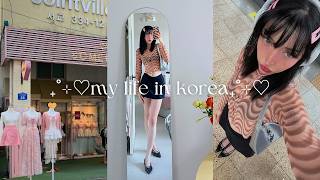 KOREA VLOG 🎀 shopping in hongdae, *girly* summer outfits, cafe hopping, soft productivity, solo date screenshot 5