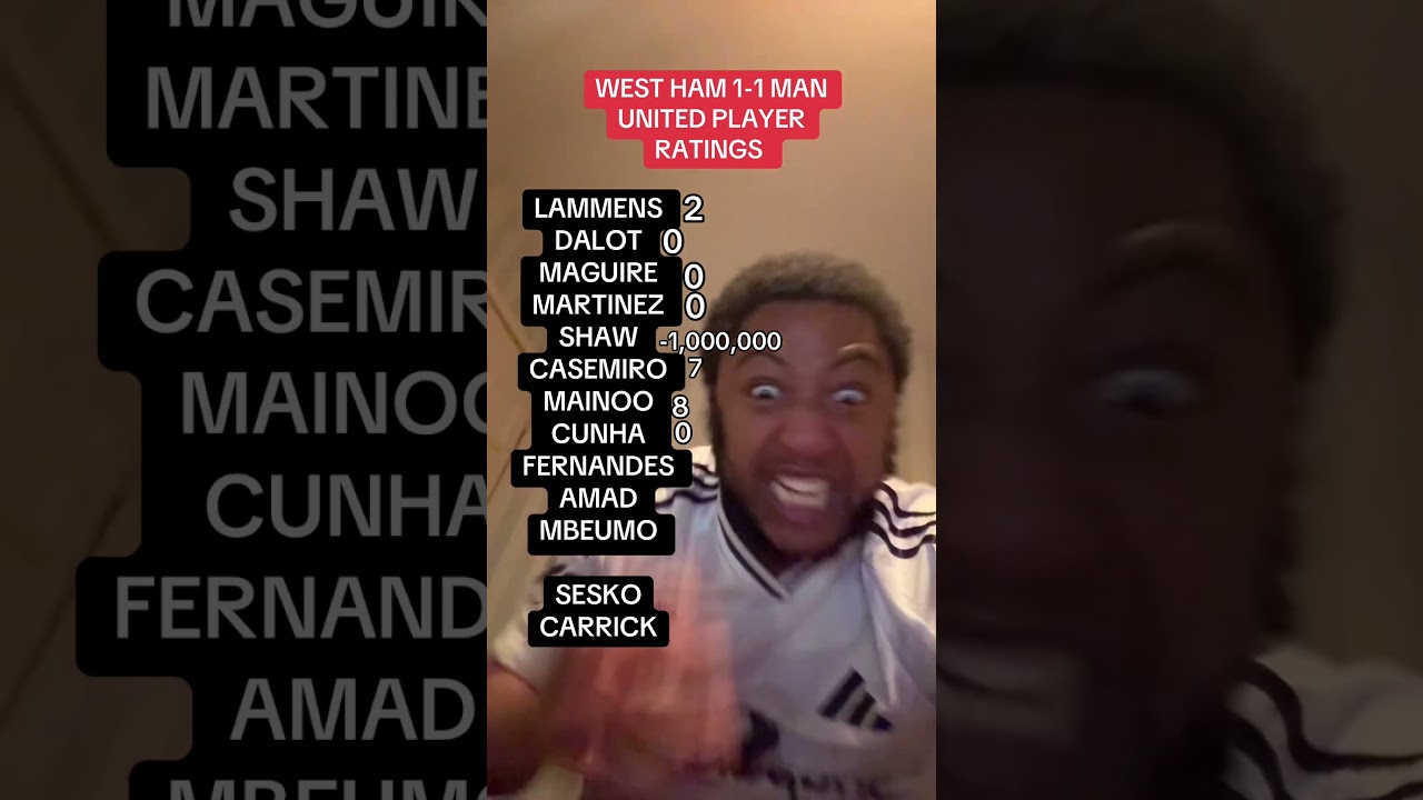 WEST HAM VS MANCHESTER UNITED PLAYER RATINGS 