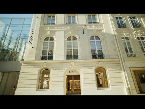 Facade of a Christian Dior fashion store, shop, in Paris, France