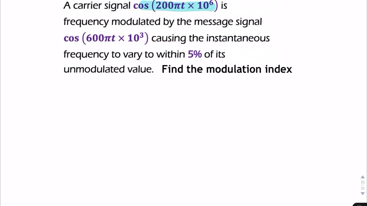 PS4: Finding FM modulation index using frequency deviation as a percentage of carrier frequency