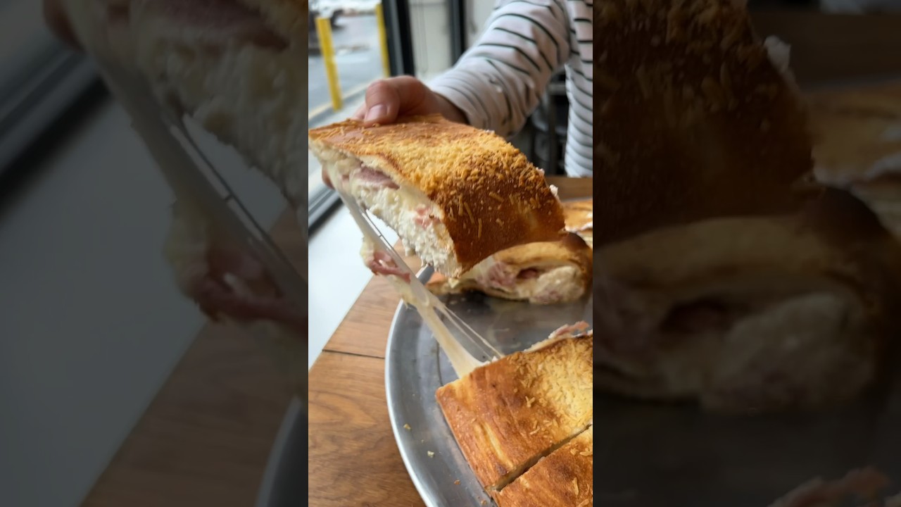 The FAMILY SIZE HAM & CHEESE CALZONE from Krispy Pizza in Old Bridge, NJ! 🔥🤤 #DEVOURPOWER