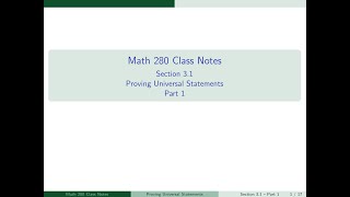 3.1 Proving Universal Statements Part 1