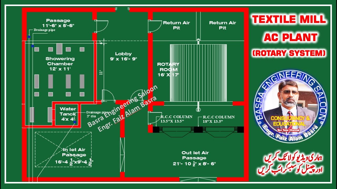 Textiles Machine Plan AUTOCAD # 200 Textile Mills AC Plant Rotary System -- Plan & Sectional ...