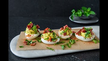 Deviled Eggs With Avocado & Bacon