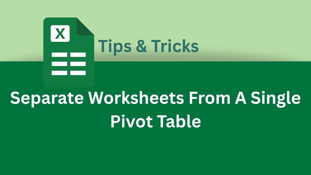 How to Separate Worksheets From A Single Pivot Table in Excel | Excel Tips & Tricks