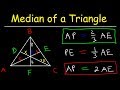 Median of a Triangle Formula, Example Problems, Properties, Definition, Geometry, Midpoint & Centroi