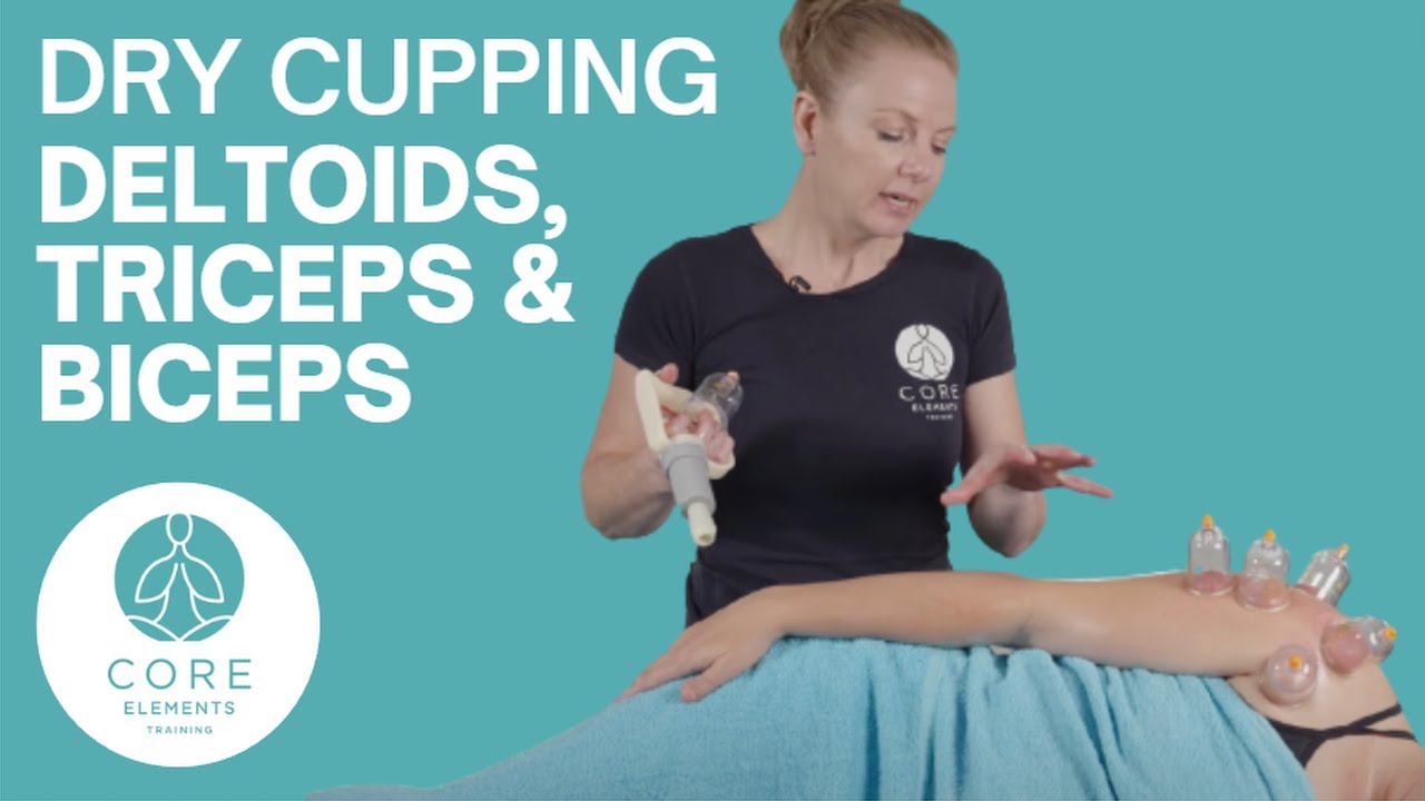 Клинический сухой баночный массаж области дельтовидной мышцы, бицепса и трицепса