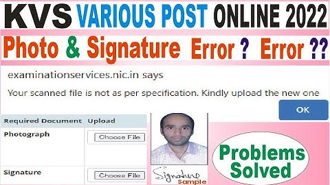 KVS Various post online form me Your scanned file is not as per specification  Kindly upload the new