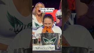 She crushed nearly 200 wings in 20 mins! #wings #vegas