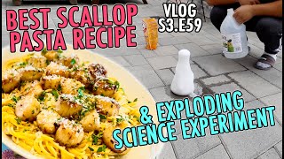 BEST SCALLOP PASTA RECIPE & EXPLODING SCIENCE EXPERIMENT | DAILY VLOG S3.E59 screenshot 5