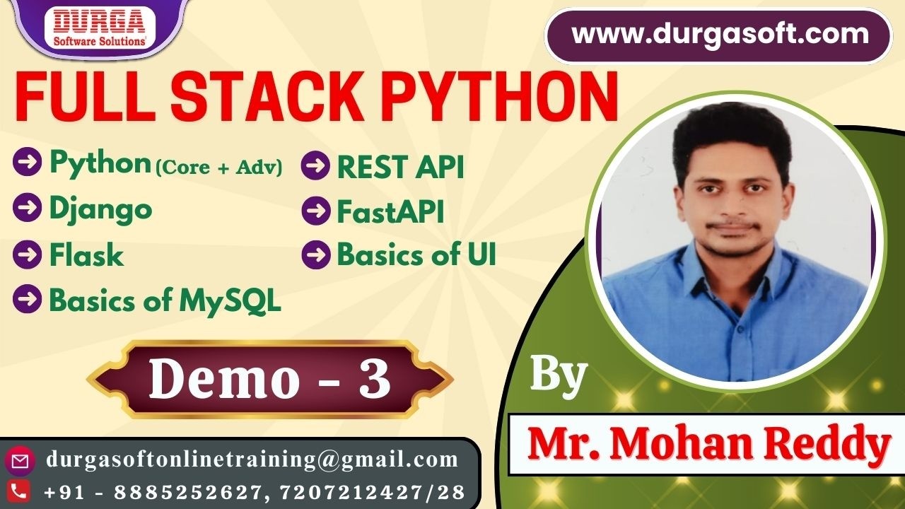 FULL STACK PYTHON tutorials || Demo - 3 || by Mr. Mohan Reddy On 03-04 ...