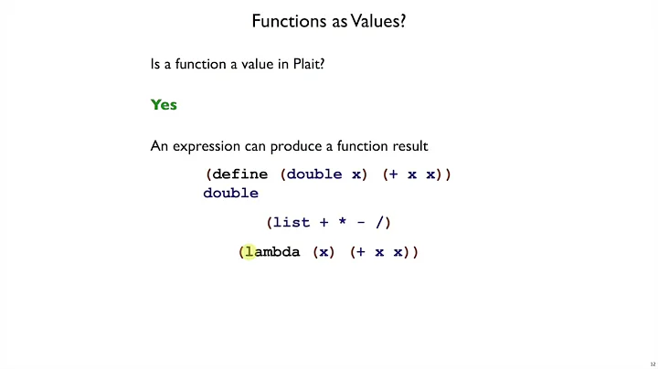 Plait Lambda 1 - functions as values