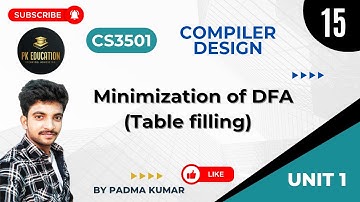 1.15 DFA Minimization (Table filling method) | Compiler Design | CS3501 | Anna university R2021