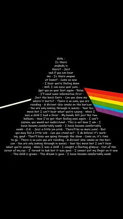 Pink Floyd Comfortably Numb Lyrics #pinkfloyd #music #classicrockband #rock