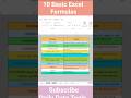 Basic Excel Formulas #ytshorts #aiinexcel #excel #yt #exceltips #tips #msoffice #exceltricks