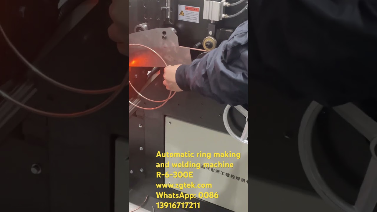 Testing Automatic ring making and welding machine R-6-300E for steel wire with copper coating ZGTEK