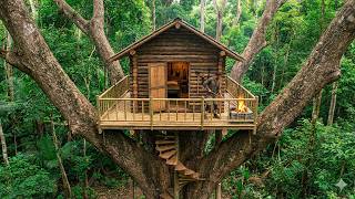 Alone in the Forest, a Man Spent 100 Days Building This Log Cabin | Start to Finish