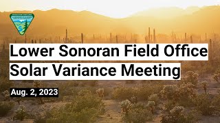 Lower Sonoran Field Office Solar Variance Meeting August 2