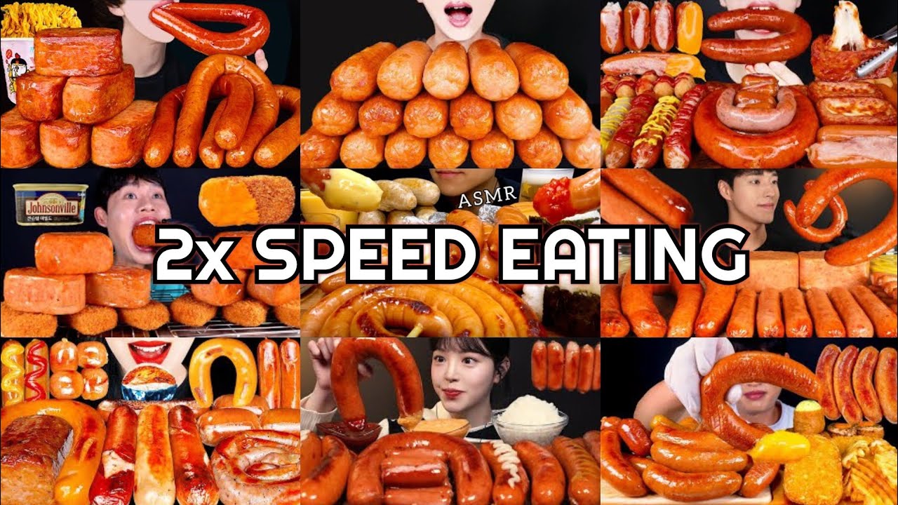 *20 MINS* Sausage Mukbang | ASMR 2x Speed Eating Show 