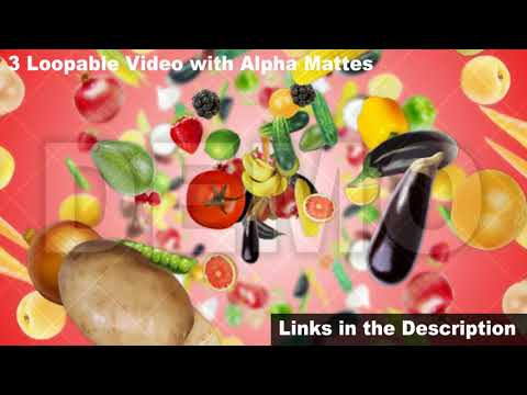 Falling FRUITS and VEGETABLES Ring Background, Loop, with Alpha Channel, 4k, pond5, shutterstock