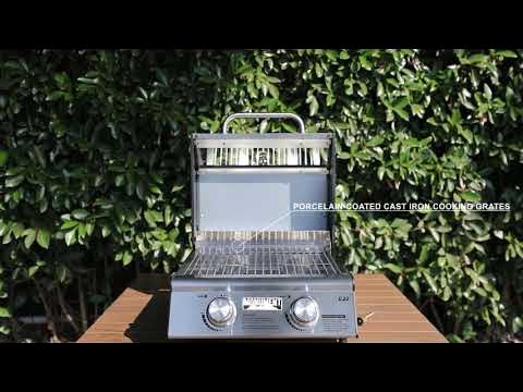 Monument Grills 2-Burner Portable Table Top Propane GAS Griddle in Stainless Steel with Locking Lid