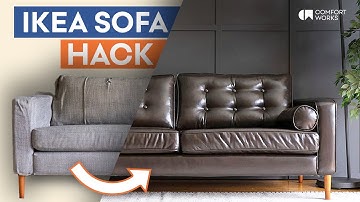 IKEA Sofa Hack | Leather Slipcover + Legs + Tufting Makeover