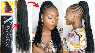 DIY|DRAWSTRING BOX BRAID PONYTAIL WITH CURLY ENDS|| HOW TO MAKE A PONYTAIL| XPRESSION KANEKALON HAIR