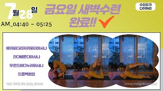 수진요가다이어리)_새벽요가/홈수련/개인수련/하타요가/1일1요가/간다베룬다아사나/에카파다라자카포타아사나/우르드바다누라아사나/드롭백컴업/카르나피다아사나