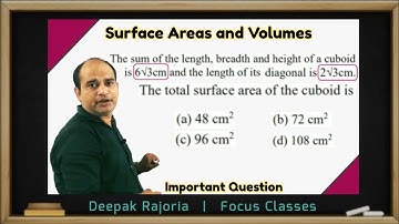The sum of the length, breadth and height of a cuboid is 6 root 3 cm and the length of its diagonal