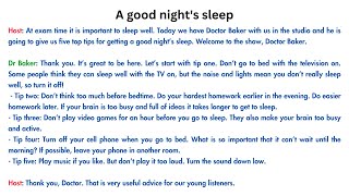 (1) LUYỆN NGHE NÓI TIẾNG ANH - A1 listening -  A good night&#39;s sleep - Let&#39;s study with Mây