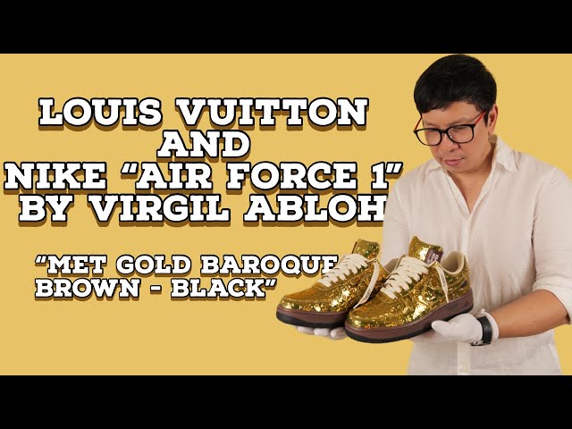 Louis Vuitton Air Force 1 Low by Virgil Abloh in Met Gold Baroque