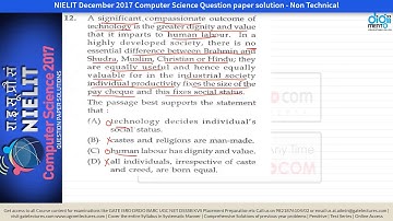 NIELIT Computer Science December 2017 Non Tech Question paper solution with proper Explanations nic