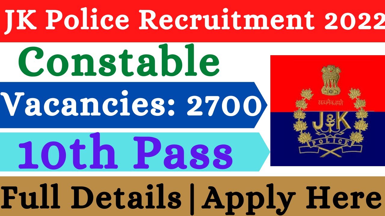 JK Police Constable Recruitment 2022 | Official Notification Out | Apply Online Mode | New Jobs