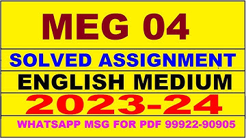 meg 04 solved assignment 2023-24 | meg 4 solved assignment in english 2024 | meg 4 2024