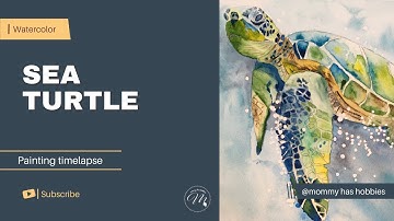 How To Paint A Sea Turtle | Watercolor Painting Timelapse | Aquarelle Tuto d