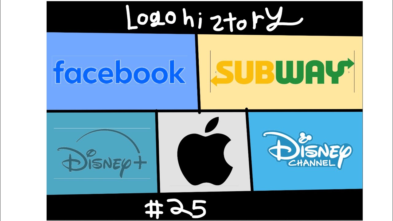 Logo history #25 ￼ Facebook, Subway, Disney+, Apple, and Disney￼ Channel