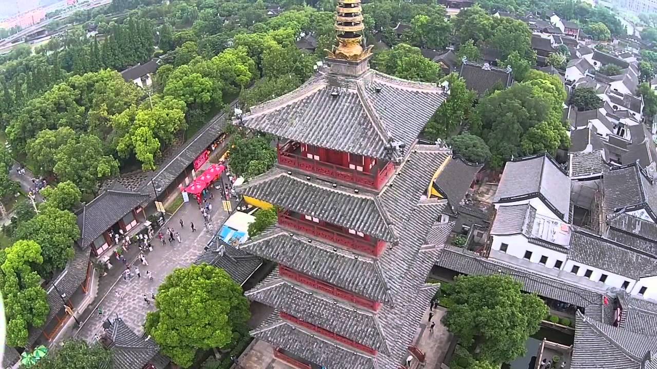Aerial Hanshan Temple in Suzhou China Aerial Hanshan Temple in Suzhou China