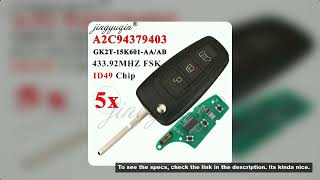 jingyuqin 5pcs 3BTN Car Remote Flip Key For Ford Tourne Transit GK2T-15K601- AB /AA 433.92MHz FSK Pr