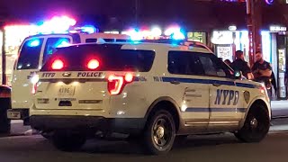 NYPD Public Service Area 8 Arriving On Scene Of A Slashing Across From A Precinct In The Bronx
