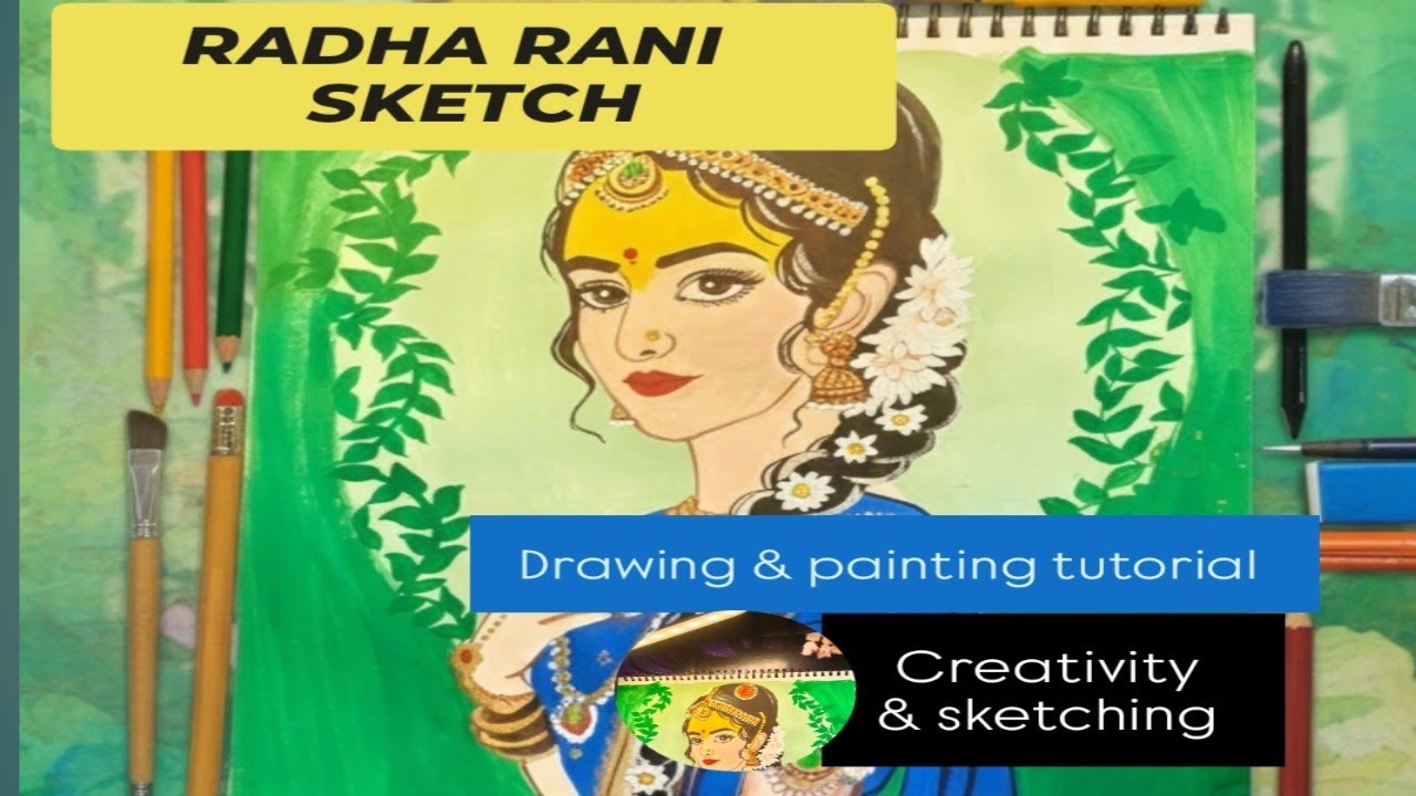 RADHA rani sketch drawing easy step by step 