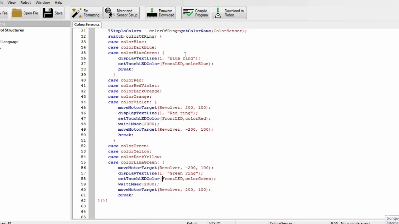 vex sensor programming