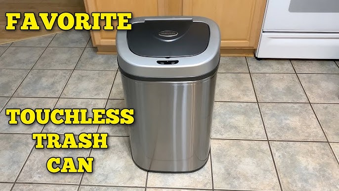 Mainstays 13.2 Gallon Trash Can, Motion Sensor Kitchen Trash Can, Stainless  Steel 