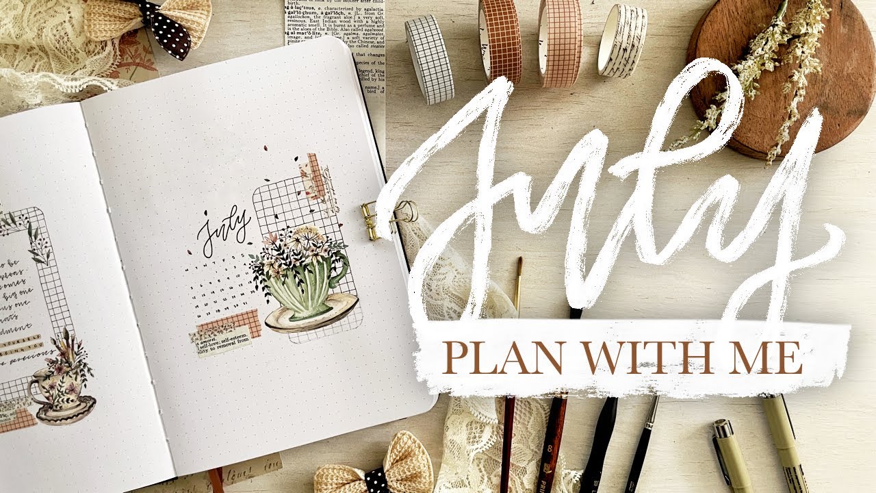 july 2021 bullet journal set up 🌼  plan with me | gouache | people pleasing | lack of motivation