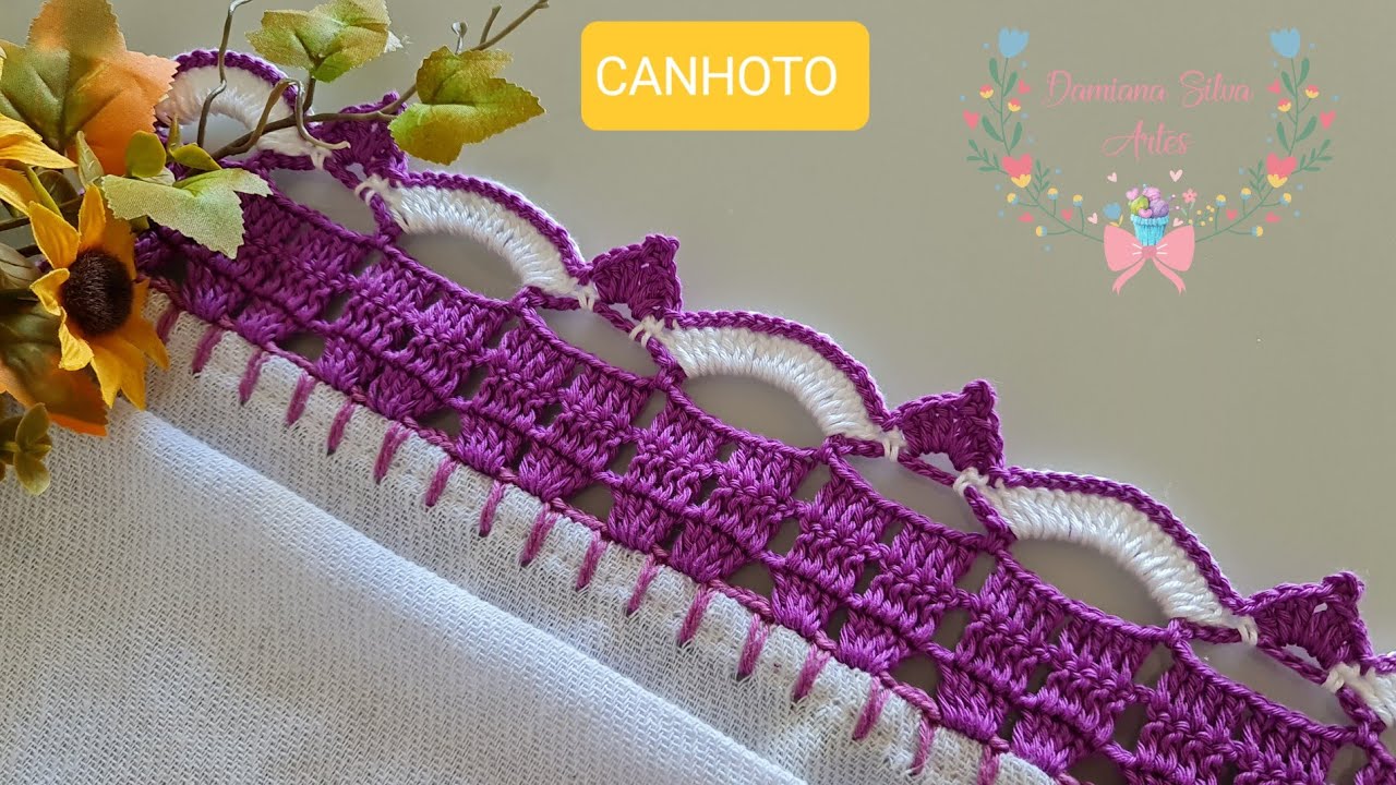 Easy crochet edging on dishcloth #625 step by step LEFT-HANDED